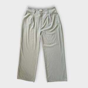 Abercrombie & Fitch Satin Wide Leg Pants Women’s XL Sage Green High Rise Pleated